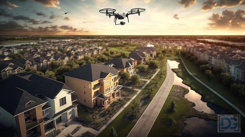 drone flying over personal property